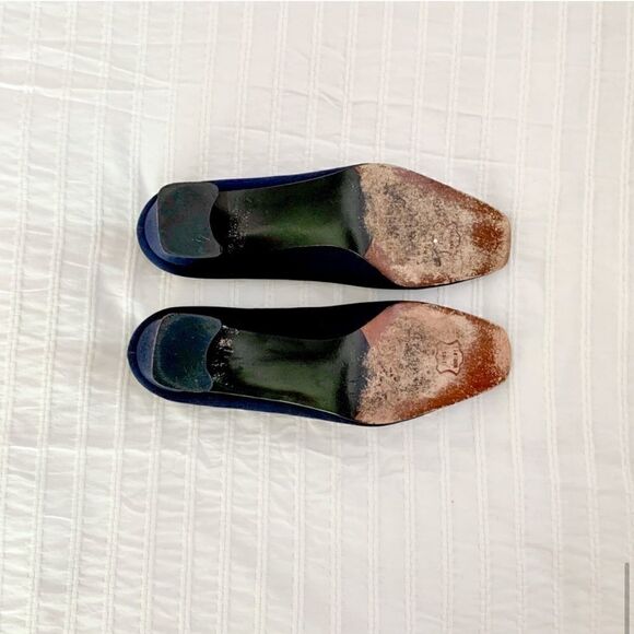 Vintage STUART WEITZMAN navy blue fabric heels - Picture 7 of 7